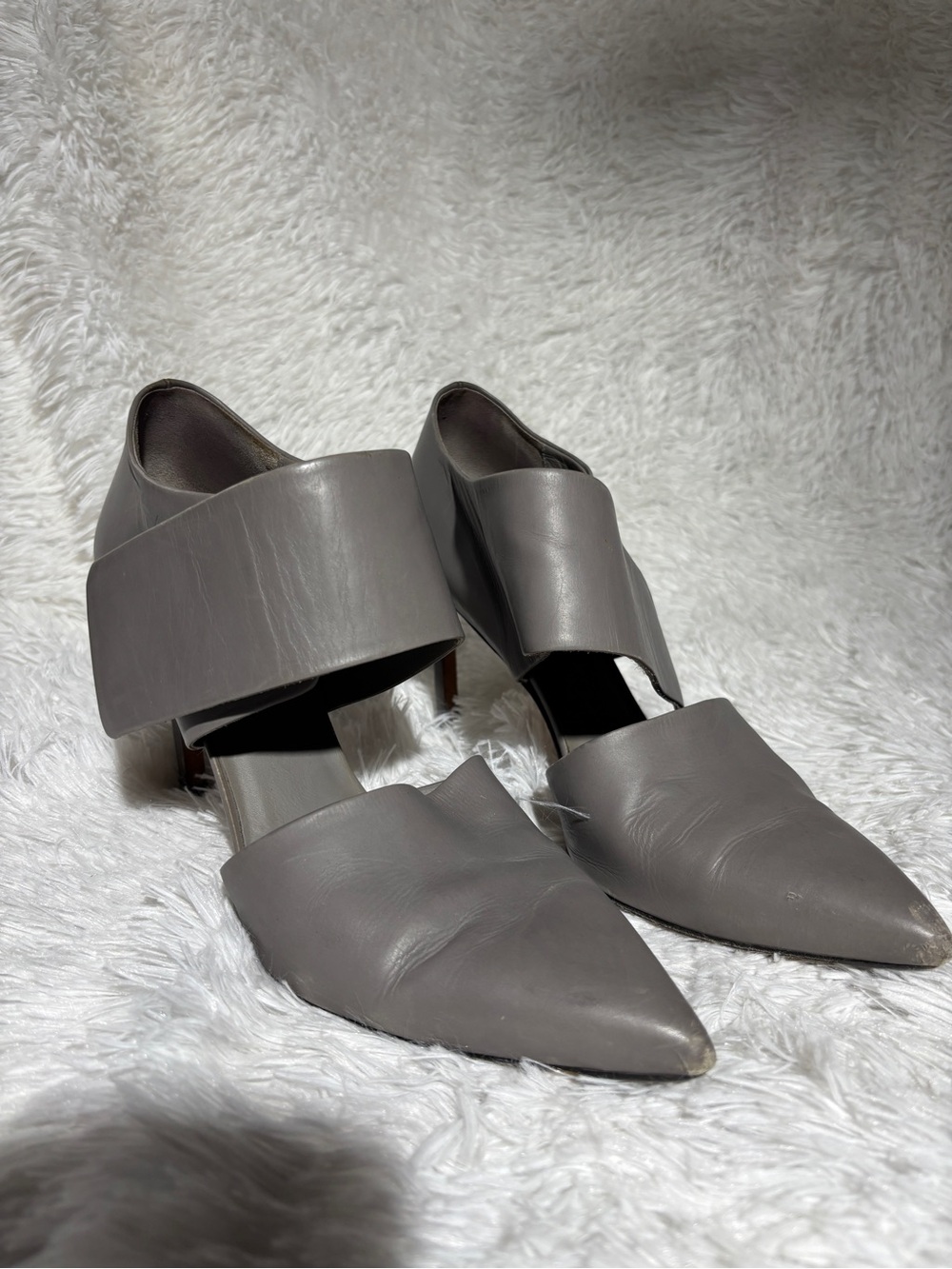 Pointed Cutout Heels in Taupe